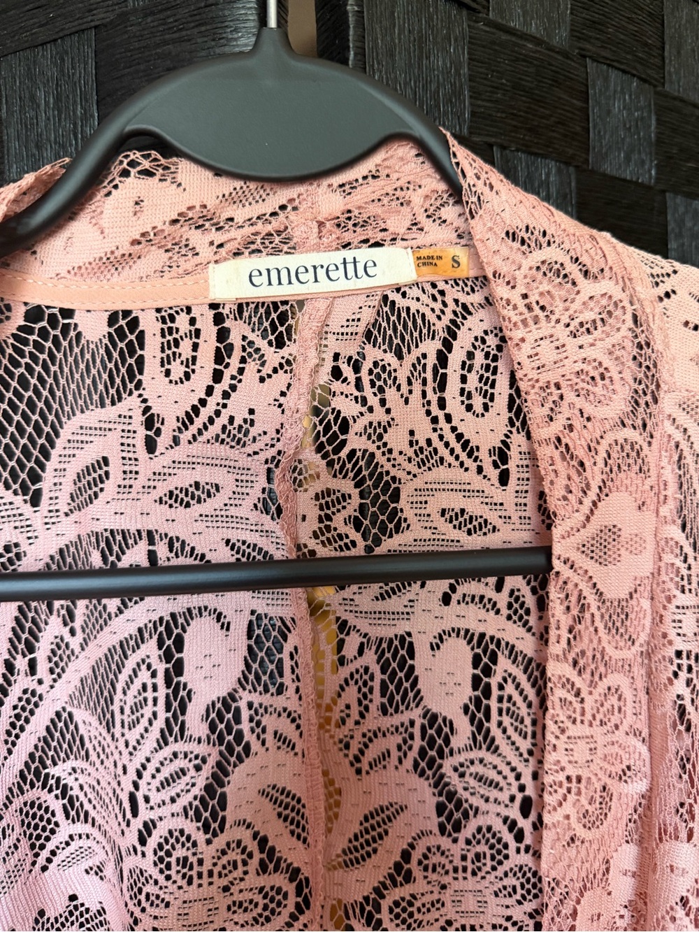 Emerette Lace Kimono Robe in Blush Pink